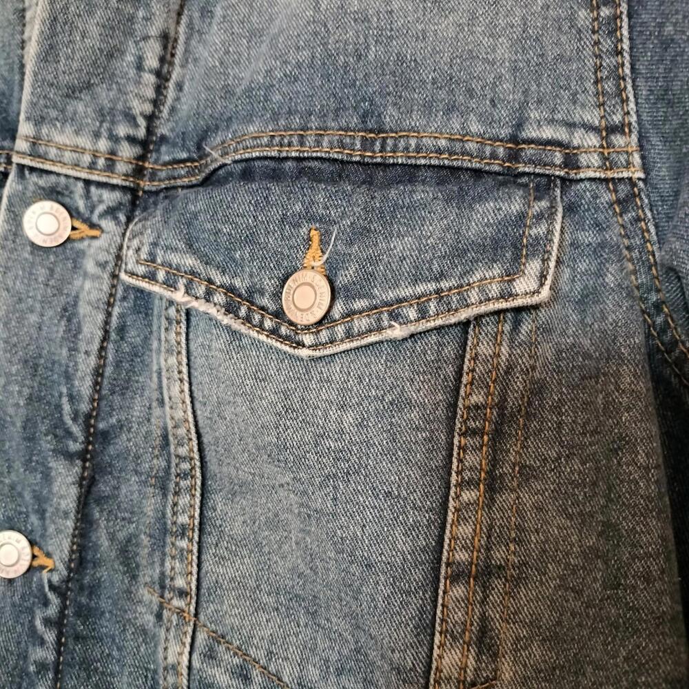 H&M Denim Jacket 4 front Pockets  Shearling Faux Fur Size 8 - Picture 7 of 9